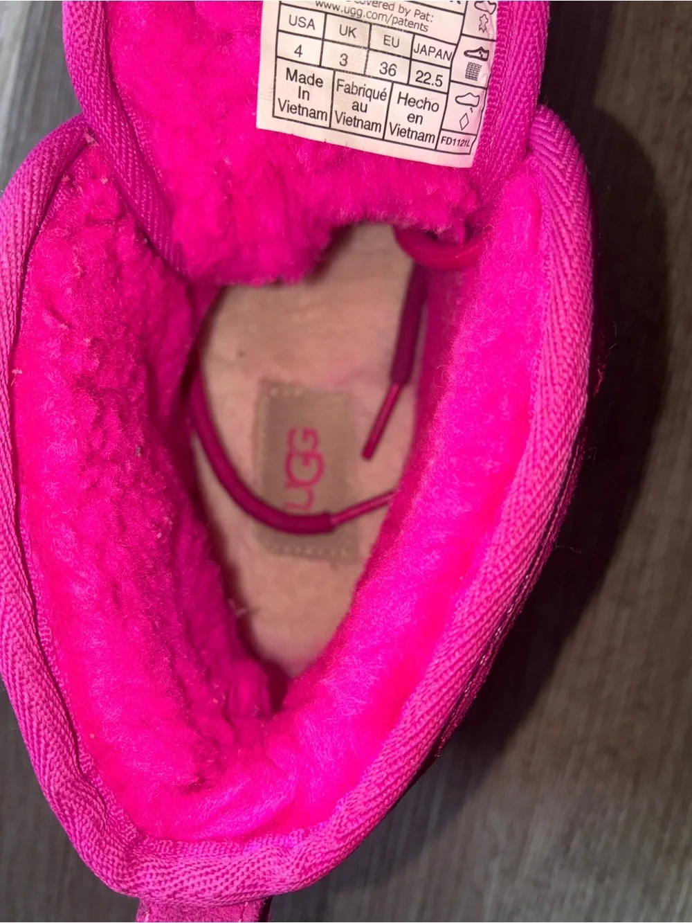 UGG Kids Hot Pink Lace-Up Fleece Boots kids size 4
